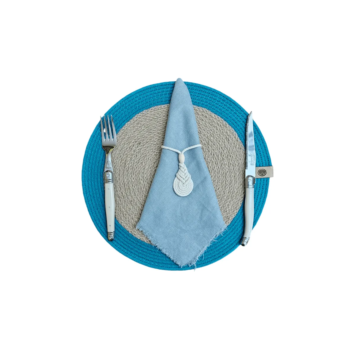 TELARES DE ESTILO - INDIVIDUAL de Mesa Set de 6 Redondo Fibra Natural Mantel Terraza