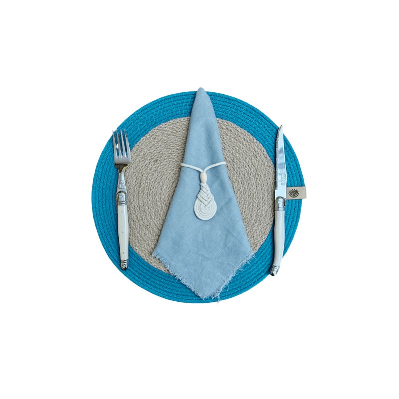 TELARES DE ESTILO - INDIVIDUAL de Mesa Set de 6 Redondo Fibra Natural Mantel Terraza