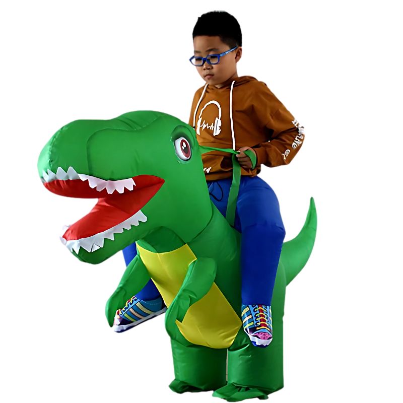 GENERICO - Disfraz inflable de dinosaurio verde para niño