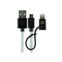 GENERAL ELECTRIC - Cable 2 en 1 Micro USB Adaptador Lightning 0.90 Mts