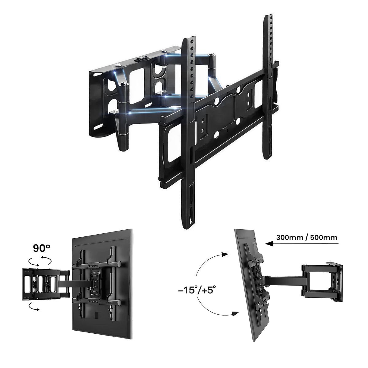 OKAERI - Soporte Tv Brazo Doble 180 Grados 45-80 Pulgadas Extendible Negro