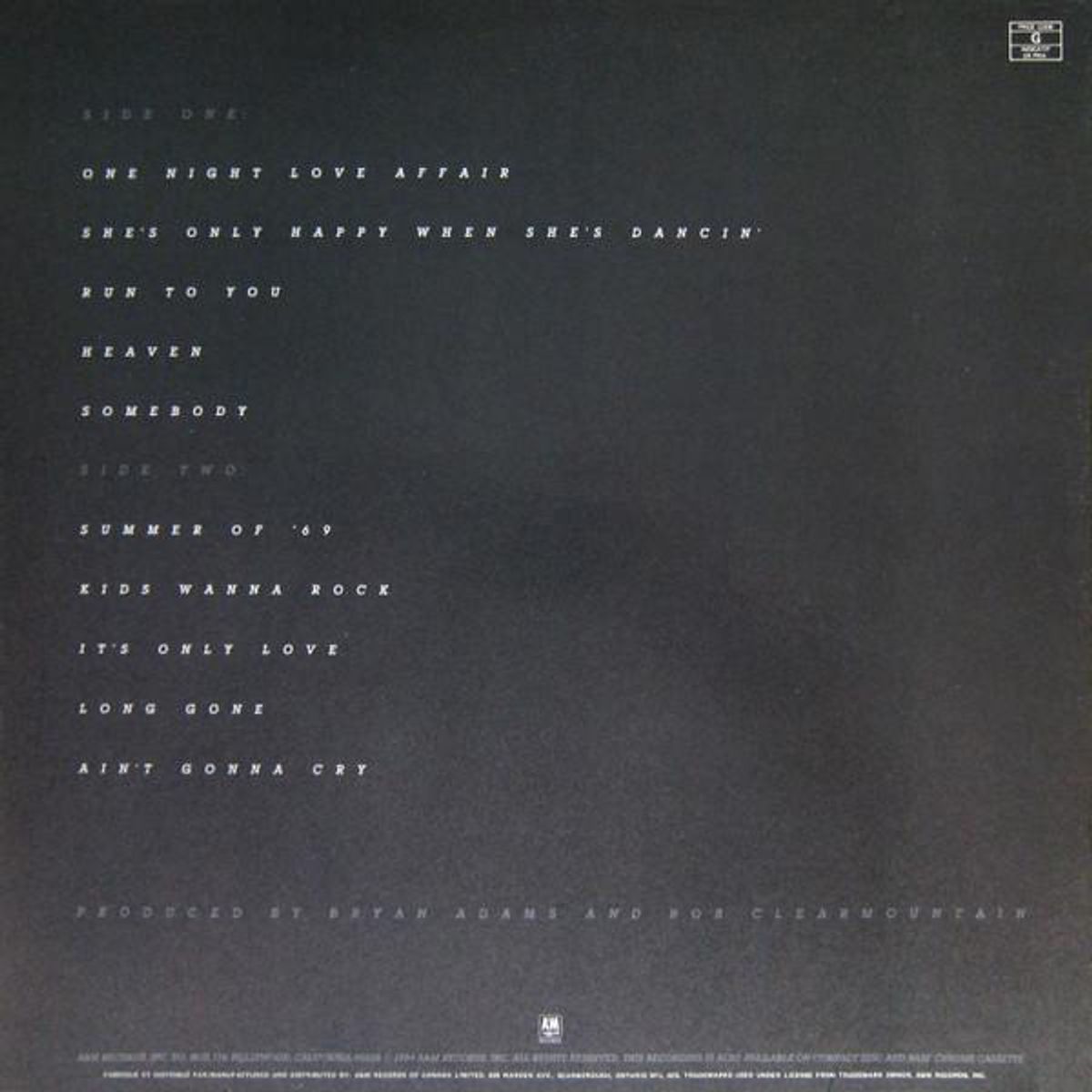 HITWAY MUSIC - BRYAN ADAMS - RECKLESS - VINILO HITWAY MUSIC