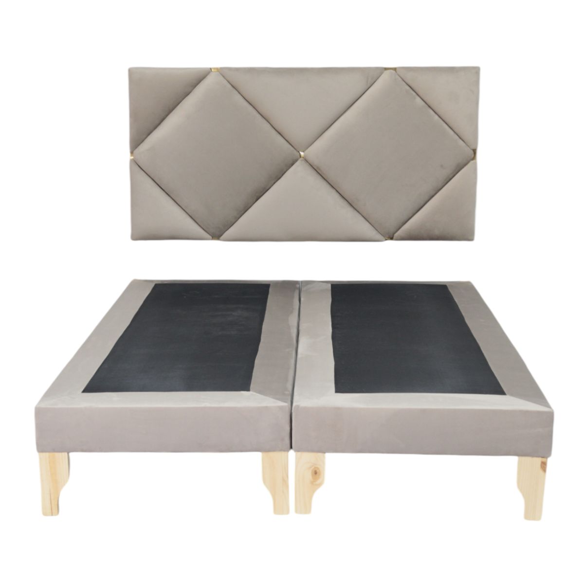 MUEBLES NEW - CAMA DELUXE DOS PLAZAS BEIGE FELPA.