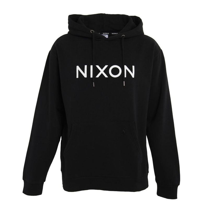 NIXON - Poleron Men Canguro Black Logo White - Negro