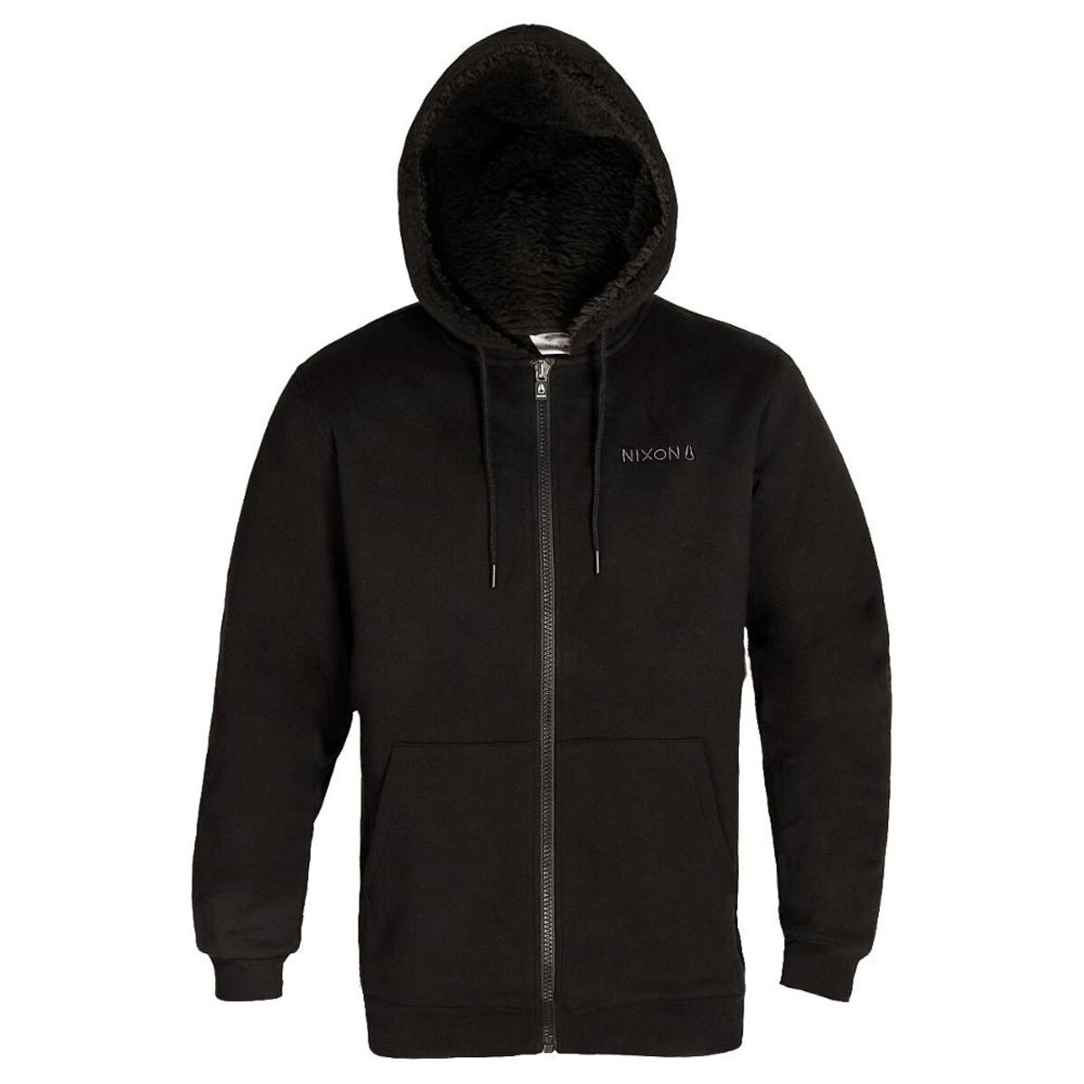 NIXON - Poleron Men Full Zipper Grey Chiporro Black