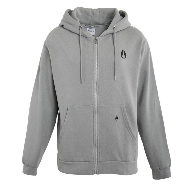 NIXON - Poleron Men Full Zipper Light Grey Double Logo - Gris