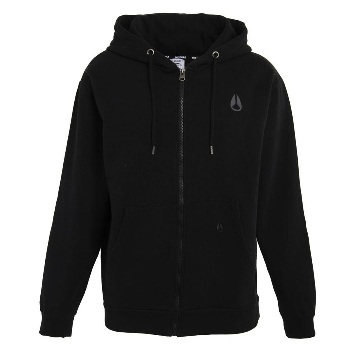 NIXON - Poleron Men Full Zipper Black Double Logo - Negro