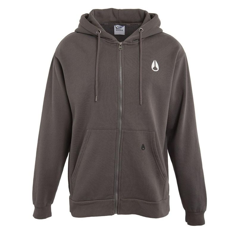 NIXON - Poleron Men Full Zipper Charcoal Double Logo - Gris