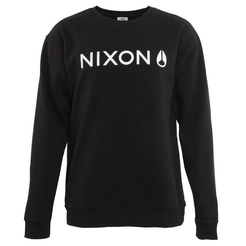 NIXON - Poleron Men Crew Black Logo White - Negro