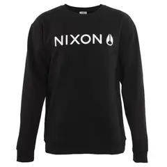 NIXON - Poleron Men Crew Black Logo White - Negro