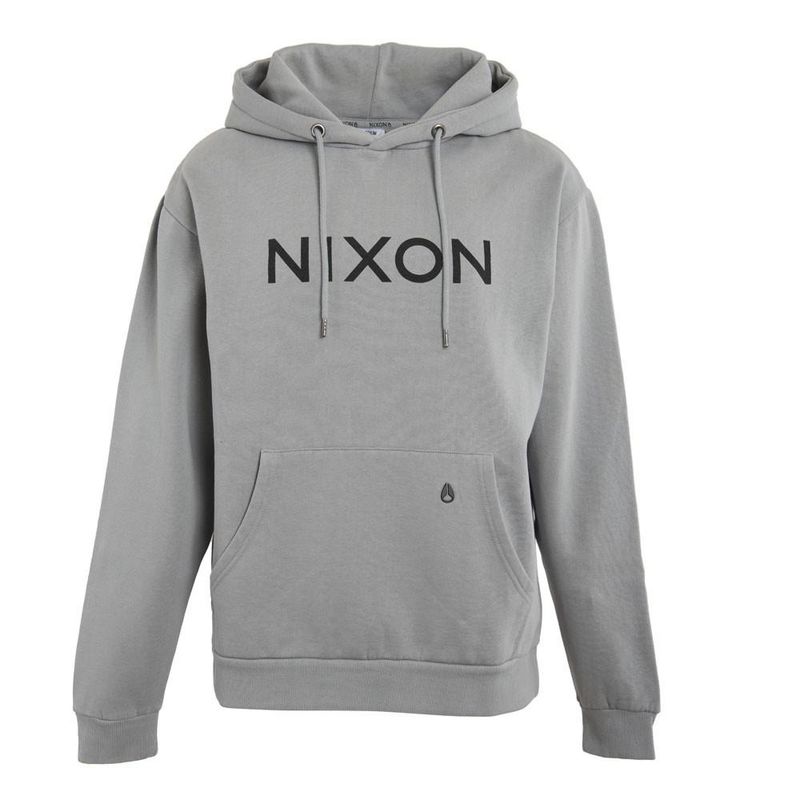 NIXON - Poleron Men Canguro Grey Logo Black - Gris