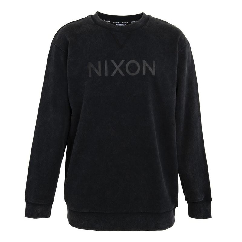 NIXON - Poleron Men Crew All Black Logo Front - Negro
