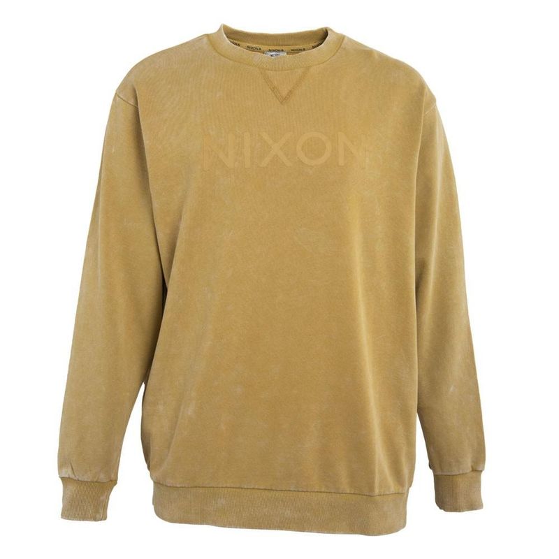 NIXON - Poleron Men Crew Mustard Logo Front - Amarillo