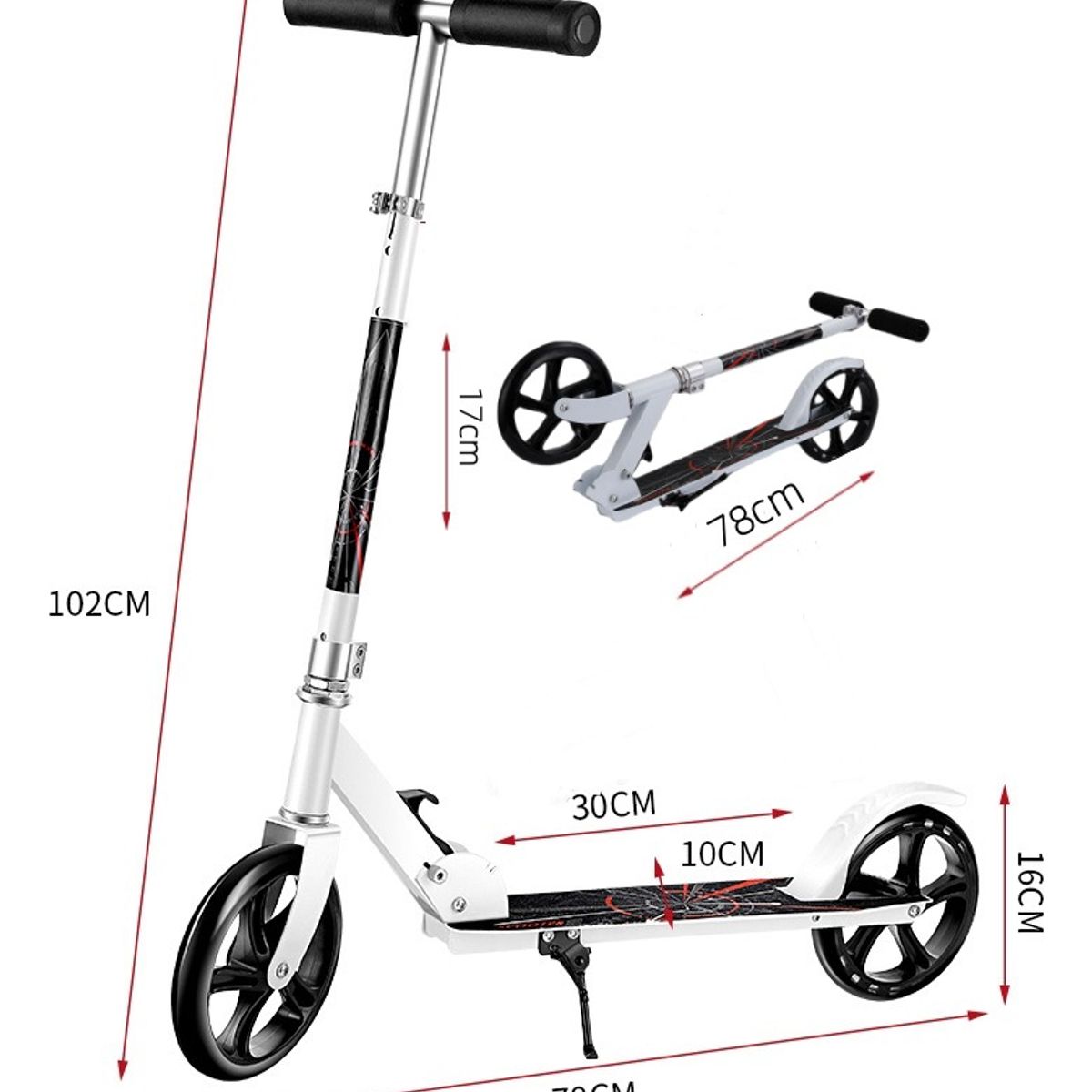 U BUY - Scooter Monopatín De Pie Plegable Ajustable Jovenes Adultos