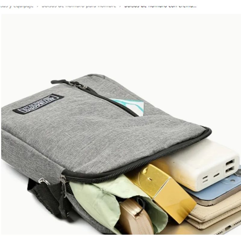 GENERICO - Bolsos de hombro con cremallera de color sólido para hombres
