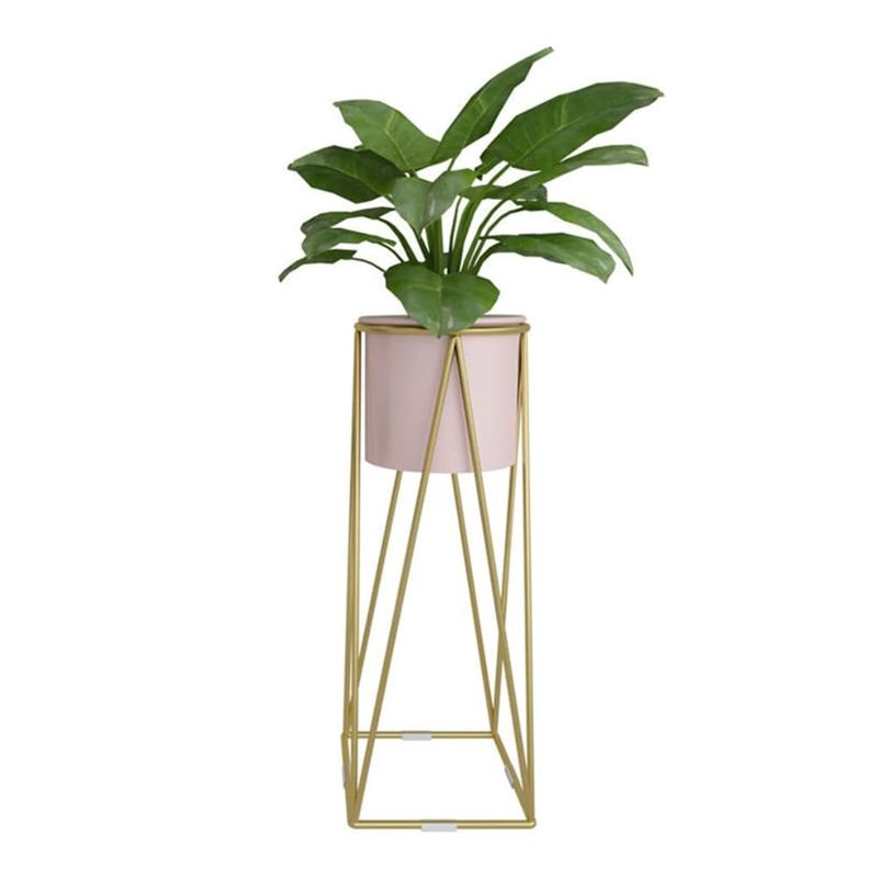 GENERICO - Porta Macetero Pedestal Maceta Plantas Rosado Dorado Mediano