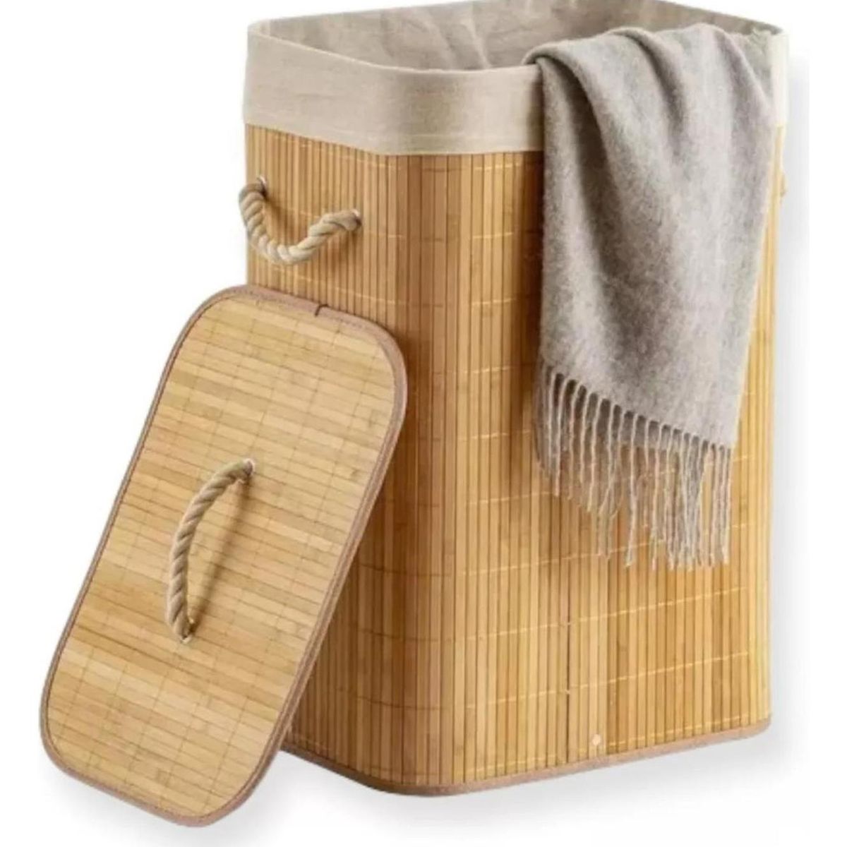 IMPORTCLICK - Organizador Canasto Cesto Hogar Pegable 40x30x60 CM Bambú IMPORTCLICK