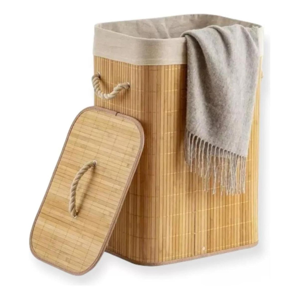 IMPORTCLICK - Organizador Canasto Cesto Hogar Pegable 40x30x60 CM Bambú IMPORTCLICK