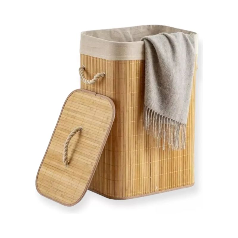 IMPORTCLICK - Organizador Canasto Cesto Hogar Pegable 40x30x60 CM Bambú IMPORTCLICK