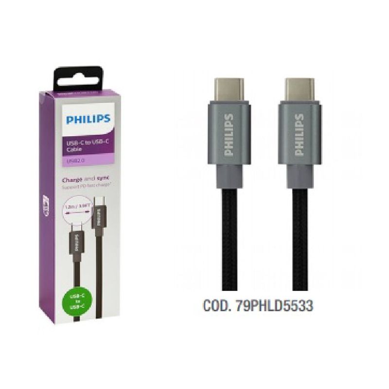 PHILIPS - Cable USB-C a USB-C 1.2Mts Philips DLC5533C/97 PHILIPS