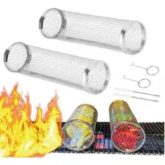 GENERICO - X2 Cesta Enrollable Para Parrillabarbacoa Asados Rejilla