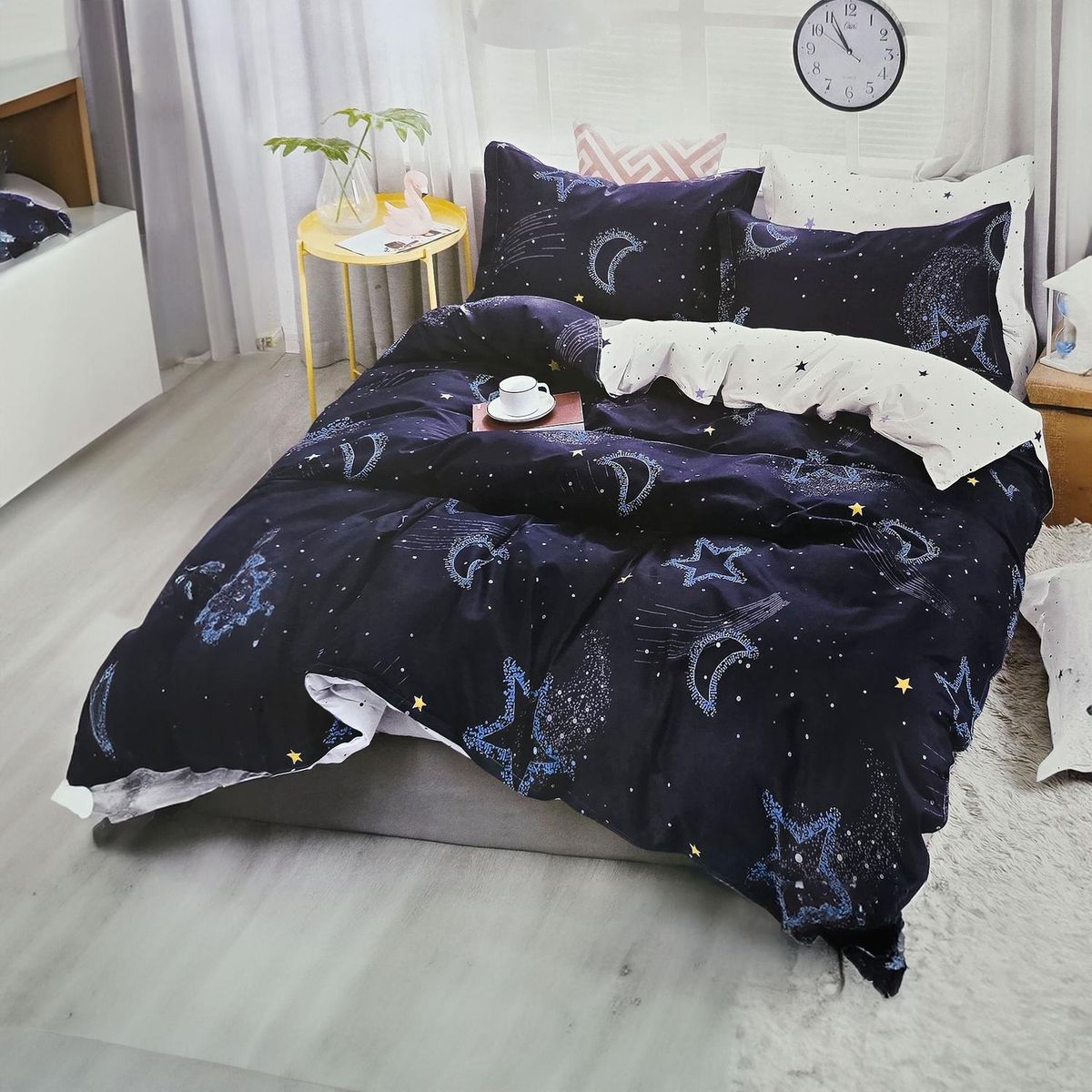 GENERICO - JUEGO DE SABANAS 2.0 PLAZAS QUEEN LUNA Y ESTRELLAS 634