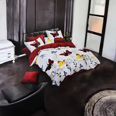 GENERICO - JUEGO DE SABANAS 2.5 PLAZAS KING MARIPOSAS COLORES 644