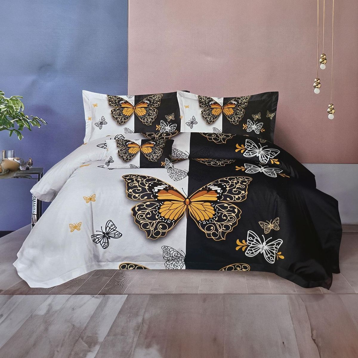 GENERICO - JUEGO DE SABANAS 2.5 PLAZAS KING MARIPOSAS 639