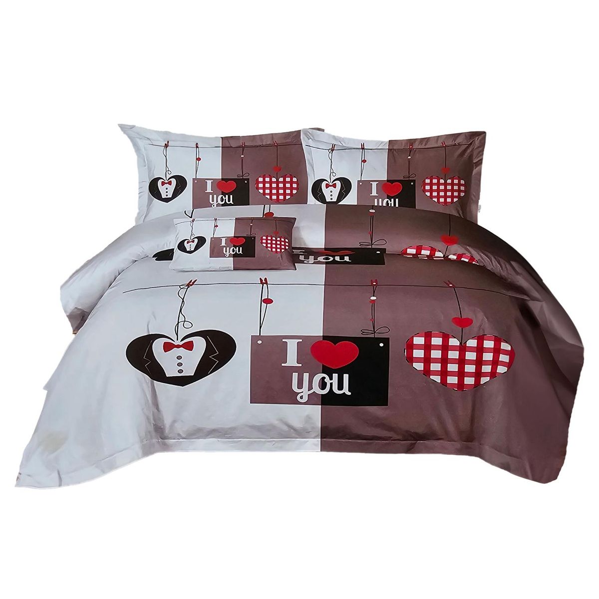 GENERICO - JUEGO DE SABANAS 2.0 PLAZAS QUEEN I LOVE YOU 625