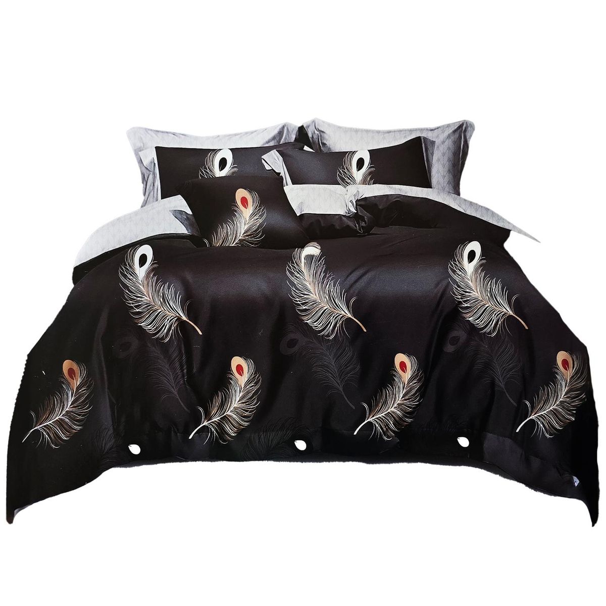 GENERICO - JUEGO DE SABANAS 2.5 PLAZAS KING PLUMAS BLACK 630