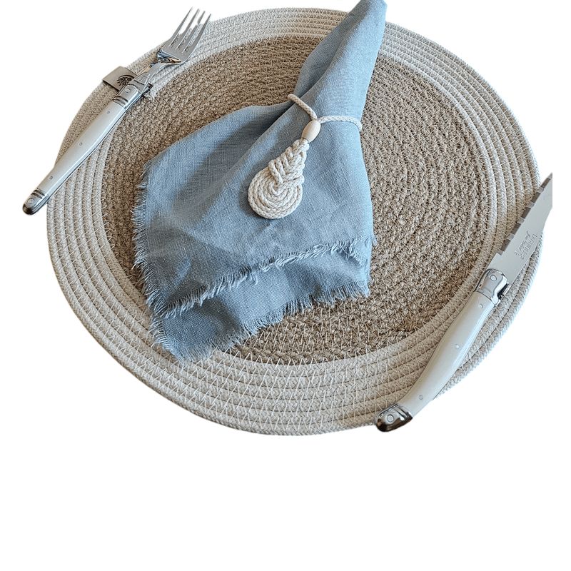 TELARES DE ESTILO - INDIVIDUAL de Mesa Yute Set de 4 Redondo Fibra Natural Terraza Mesa
