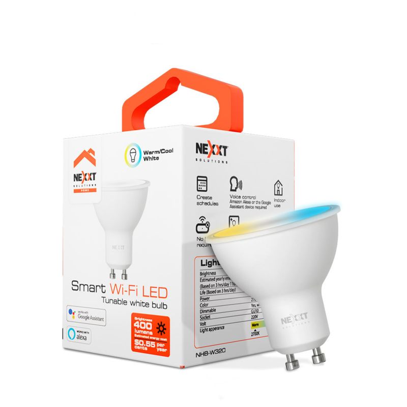 NEXXT SOLUTIONS - Ampolleta Bombilla Led Inteligente Wifi Nexxt GU10 FrioCálido NHB-W320