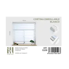 ANGELES DEL HOGAR - Cortina Roller Duo Lisa 120 cm x 200 cm Blanco