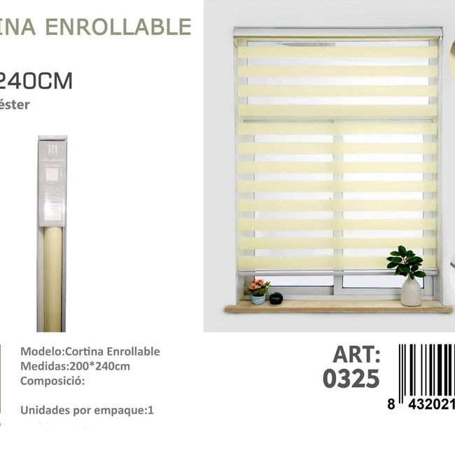 ANGELES DEL HOGAR - Cortina Roller Duo Lisa 200 cm x 240 cm Beige