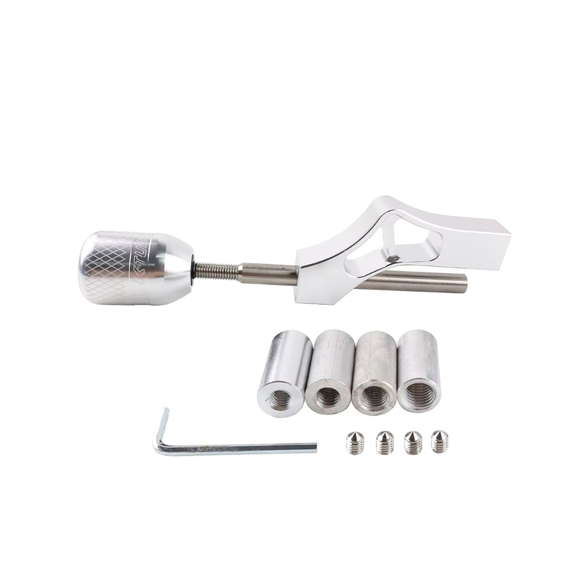 GENERICO - Pomo Palanca De Cambio + Extensión Tuning Universal Plateado