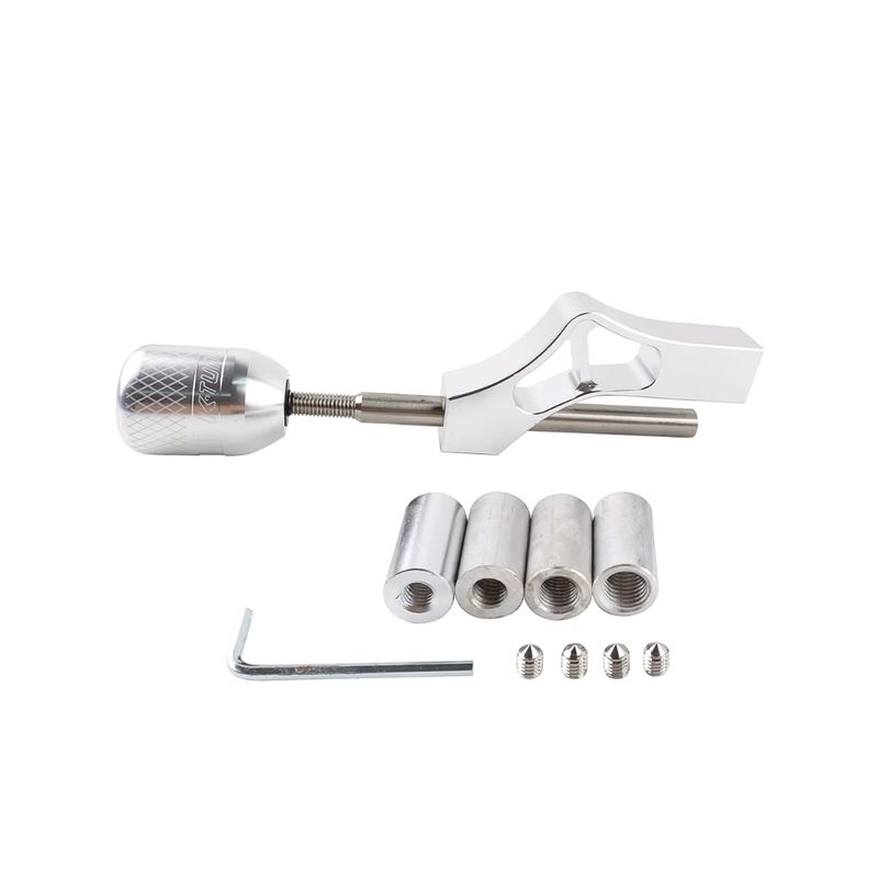 GENERICO - Pomo Palanca De Cambio + Extensión Tuning Universal Plateado