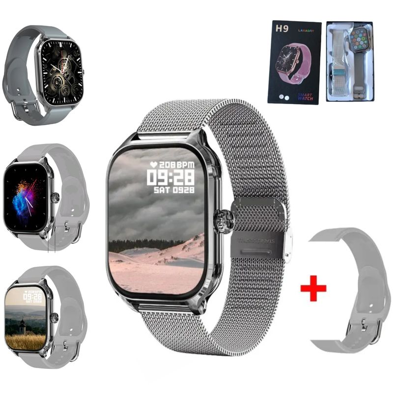 UNIVERSAL - Reloj Inteligente Smartwatch H9 Gris + Correa Metal