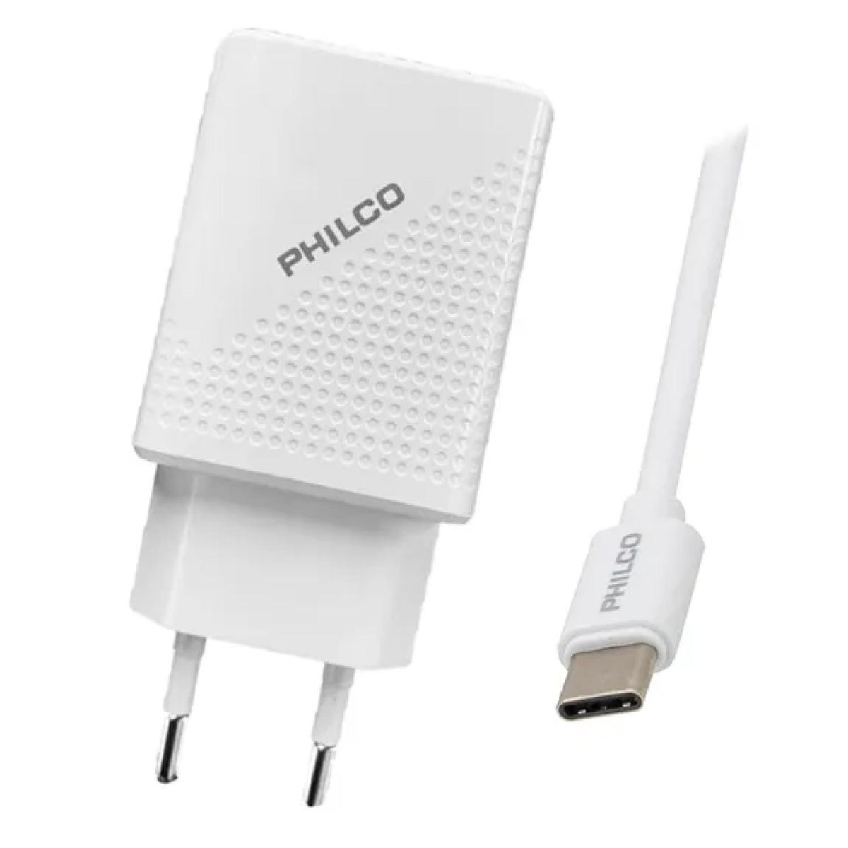 PHILCO - Cargador Rapido 3.0 USB C Con Cable 18W Blanco QC621 Philco