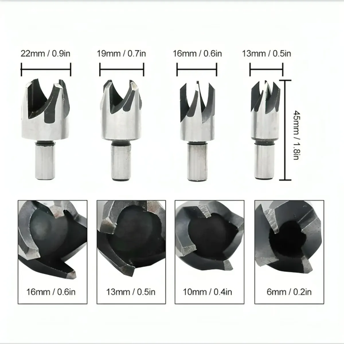 OEM - Set 4 Brocas Cortadoras De Tapón O Tarugo Para Madera