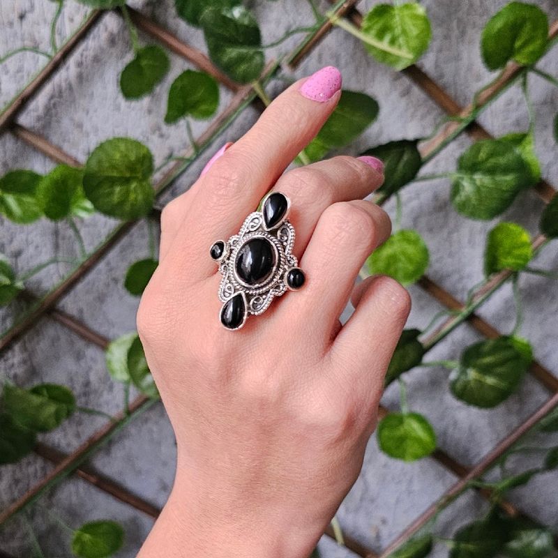 GENERICO - Anillo Shakti  Labradorita - Turmalina