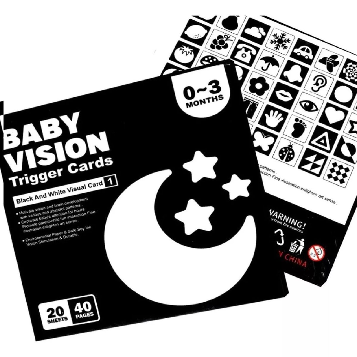 GENERICO - Tarjetas Bebe Estimulo Visual De Alto Contraste 0-3 Meses