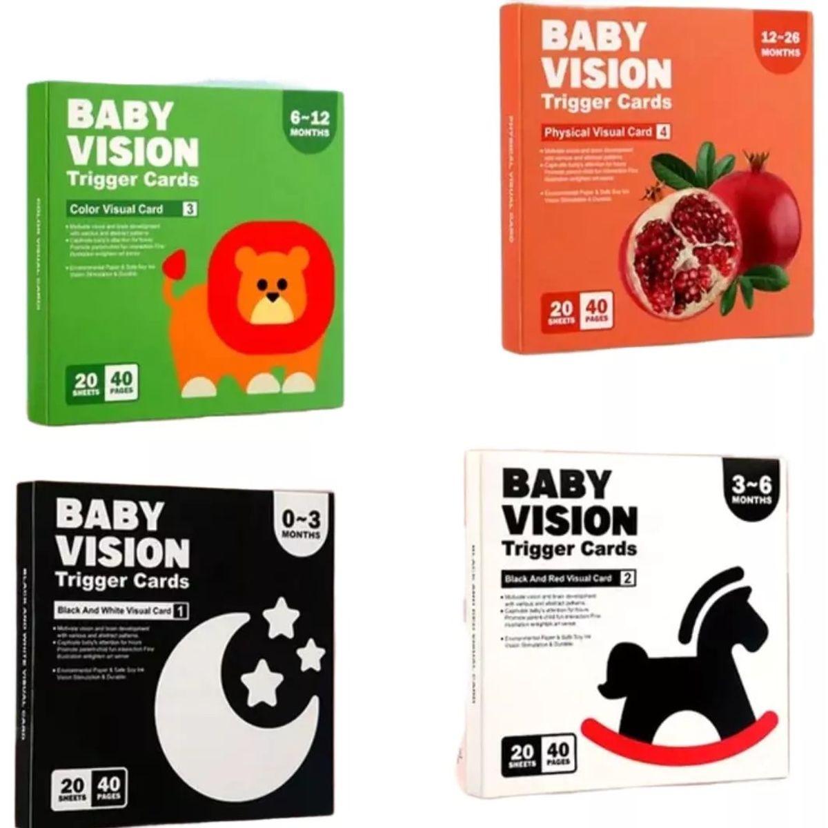 GENERICO - Set Tarjeta Estimulación Visual Cognitivas Bebé 0 -36 Meses