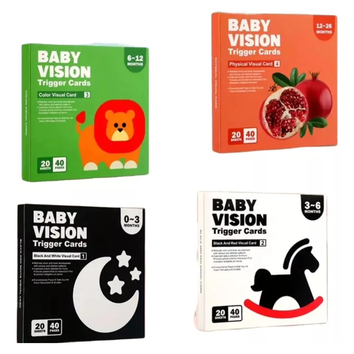 GENERICO - Set Tarjeta Estimulación Visual Cognitivas Bebé 0 -36 Meses