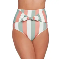 GLORIAHOON - Calzon Bottom De Baño Talle Alto Control Rayas