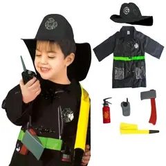 JUGUETON - Disfraz y Accesorios Bombero Traje Negro