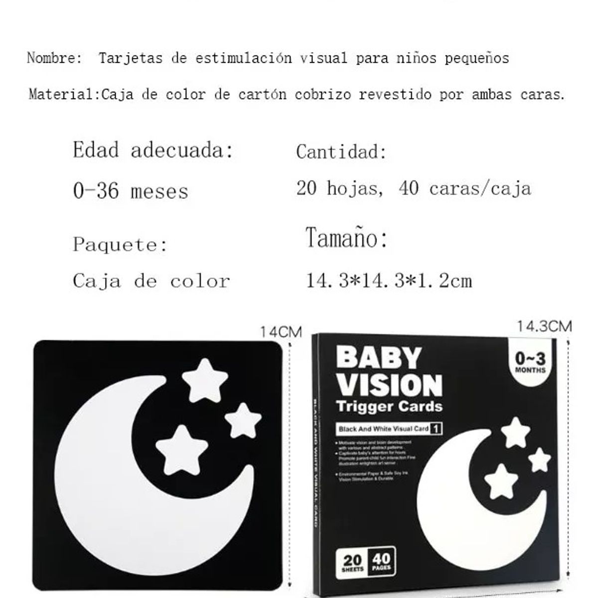 GENERICO - 4cajas Tarjetas De Estimulación Visual Para Bebés 0-36 Meses