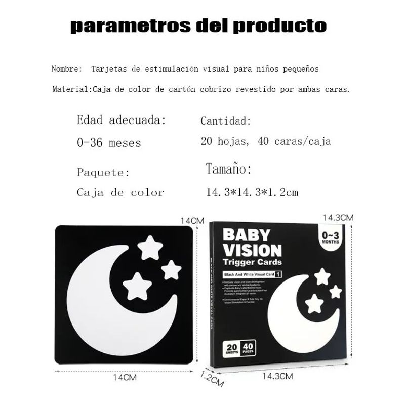 GENERICO - 4cajas Tarjetas De Estimulación Visual Para Bebés 0-36 Meses