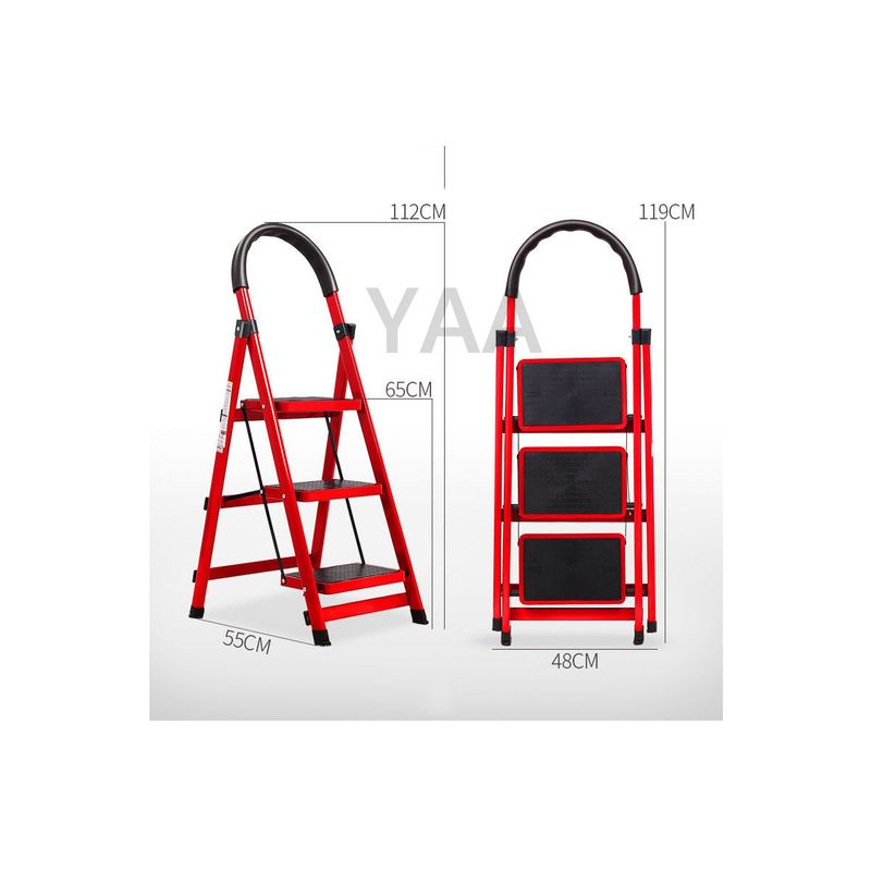 GENERICO - Escalera Antideslizante 3 Escalones Peldaño Amplio Plegable