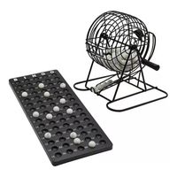 Set Completo Bingo Tómbola Metálica Clásico De Lujo