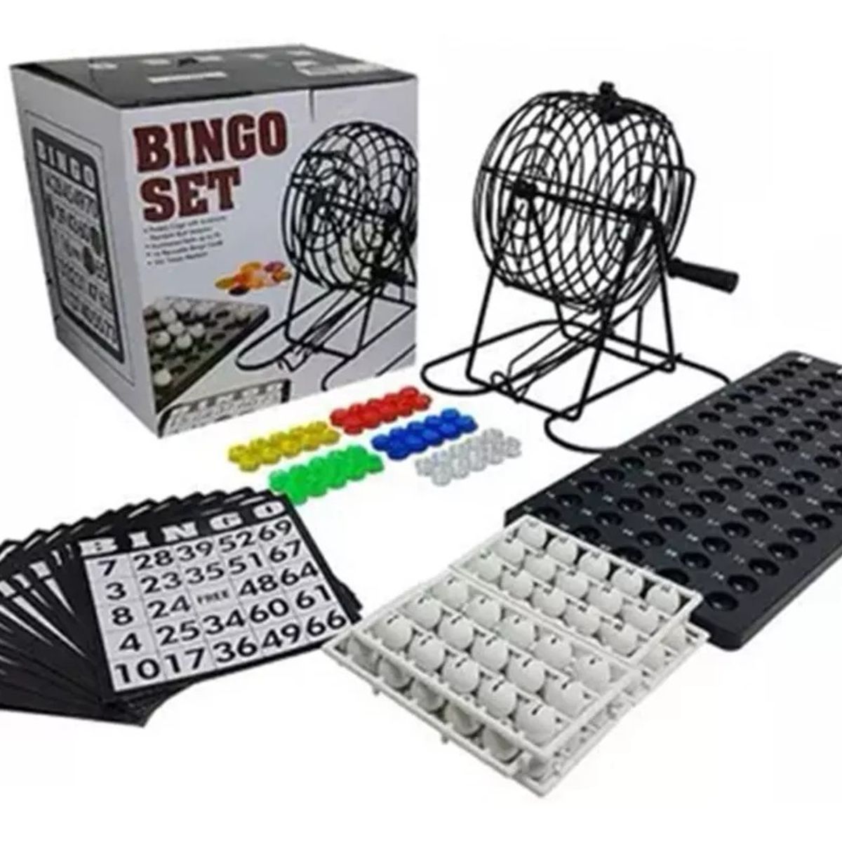 GENERICO - Set Completo Bingo Tómbola Metálica Clásico De Lujo